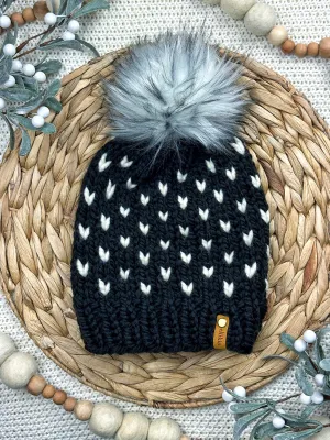 Little Hearts Beanie in Black   Fisherman