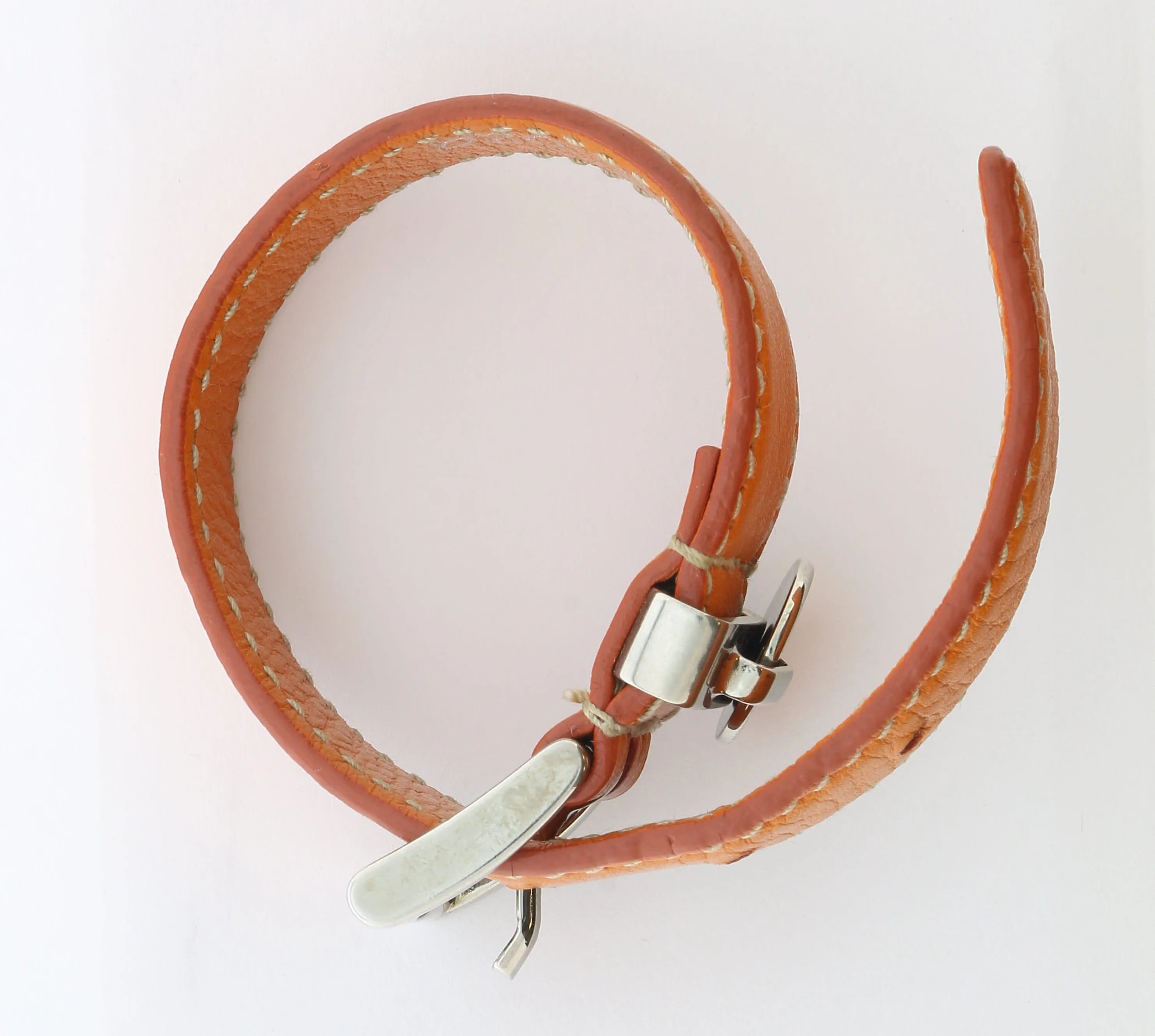 Prada Signature Orange Leather Logo Braclelet