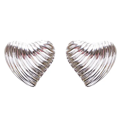 Valentines Jewelry Simple Yet Classy Curvy Heart Stud Earrings E931 Silver