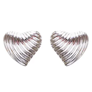 Valentines Jewelry Simple Yet Classy Curvy Heart Stud Earrings E931 Silver