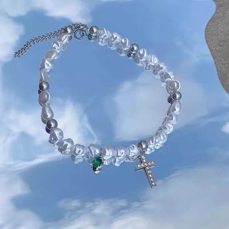 White Irregular Simulated Pearl Necklace